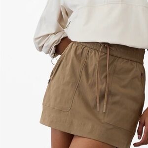 Athleta Trekkie North Skort Casual Drawstring Utility in Khaki